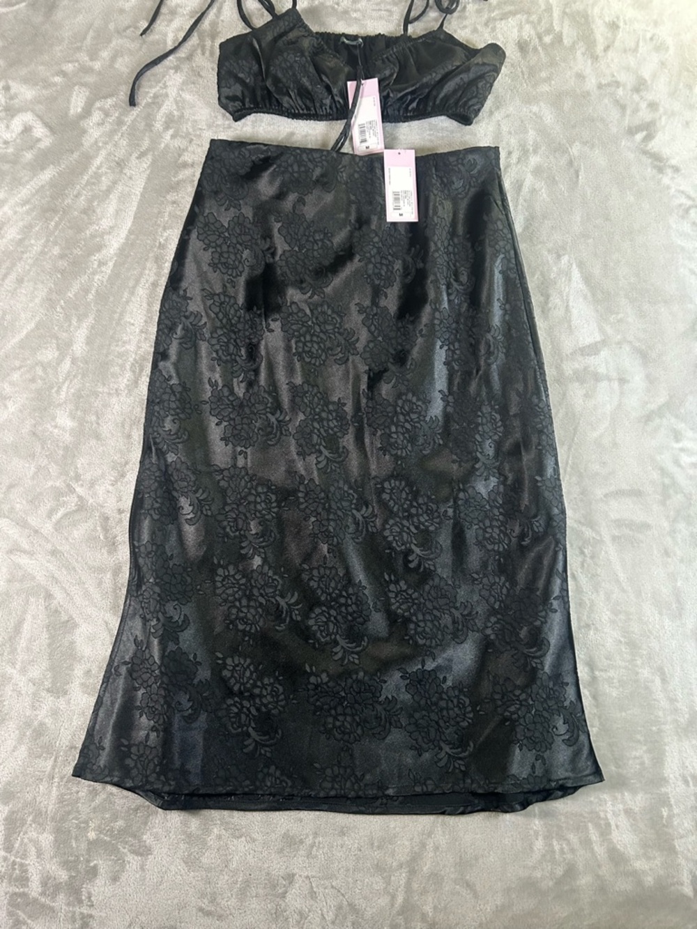 wild fable Black Textured Lace Bralette and skirt set NWT - Picture 2 of 16